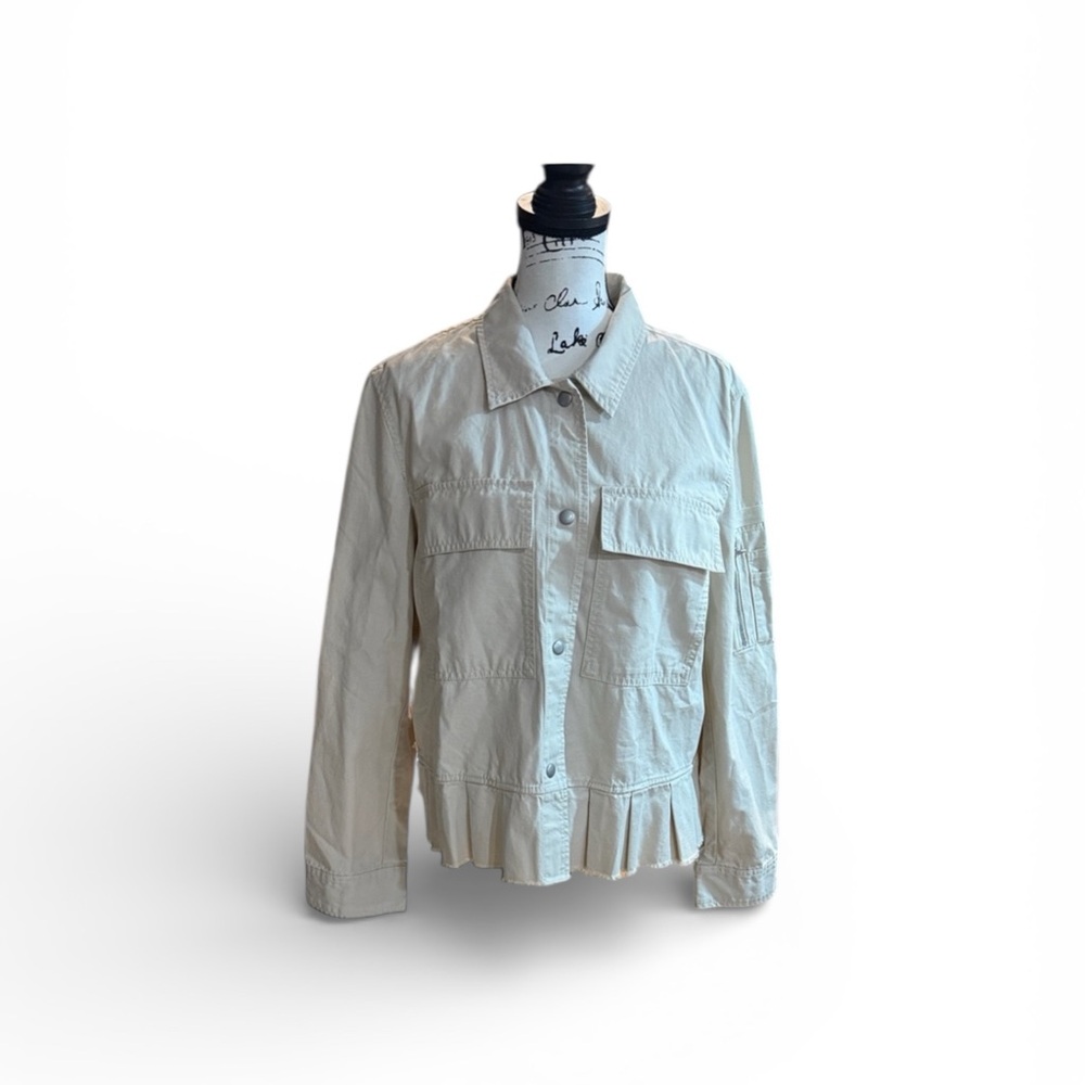 Gap Women’s Pleated Peplum Frayed Hem Cream Size Large